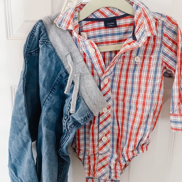 🏷️ Baby Gap Fall/ Winter Plaid Bodysuit & Jeans Outfit - Picture 1 of 6